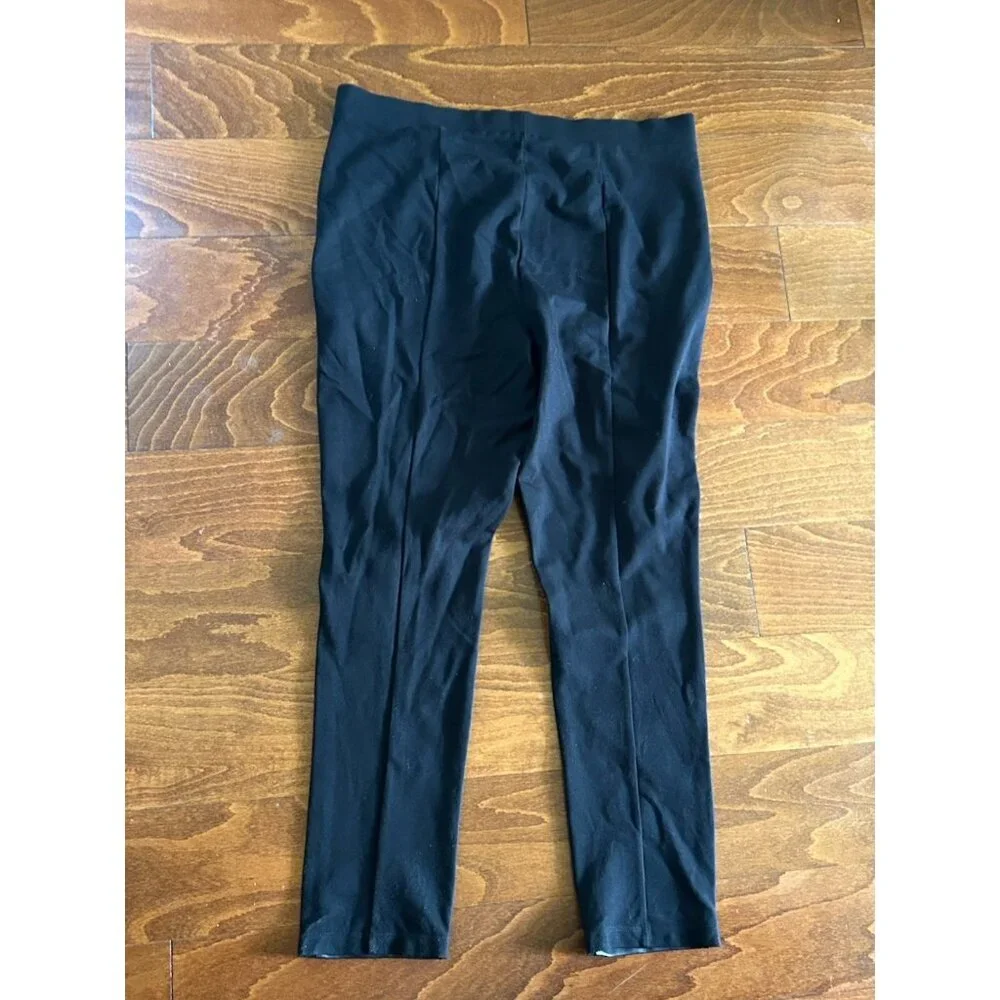 NYDJ Plus Faux Leather Front Leggings Black Pull On Stretch Goth Lift Tuck Sz 14
