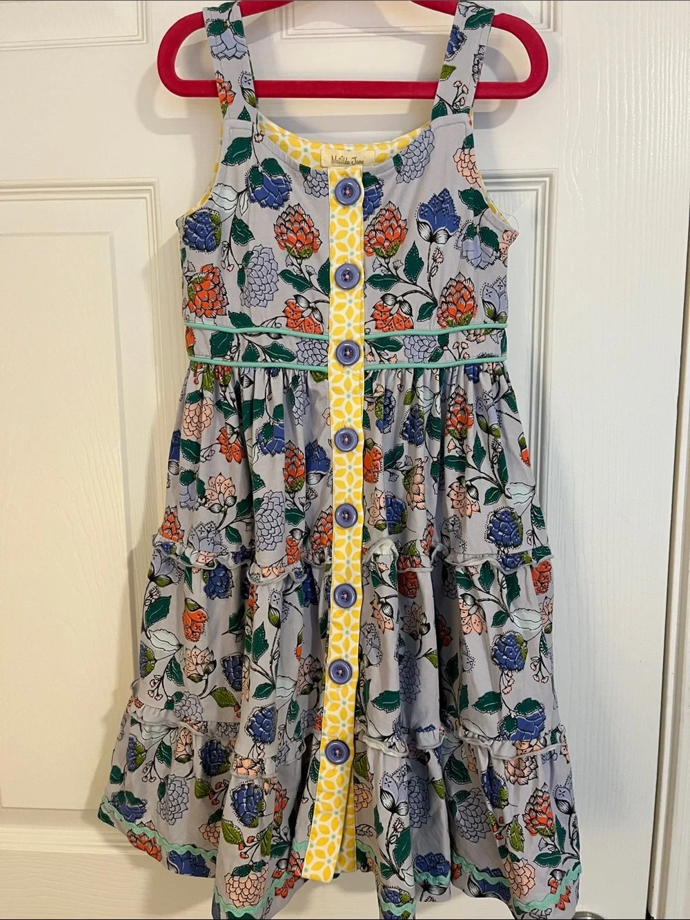 Matilda Jane Floral Tiered Sundress with Yellow Button Placket 6