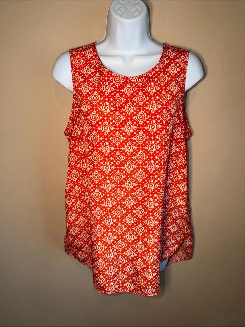 Michael Kors Women's Orange Sleeveless Zip Back Tank Blouse