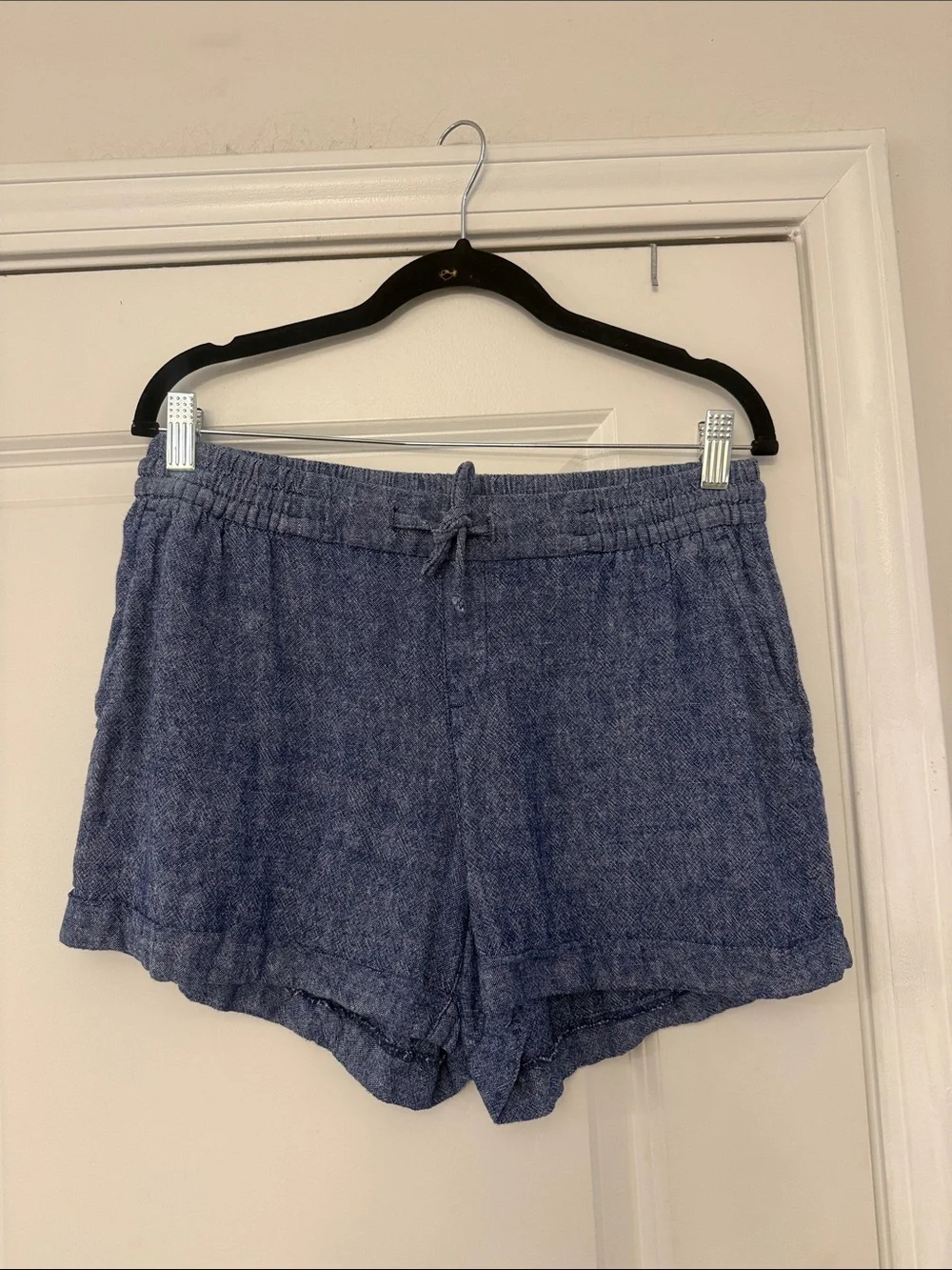 Old Navy Chambray Blue High-Waist Drawstring Shorts