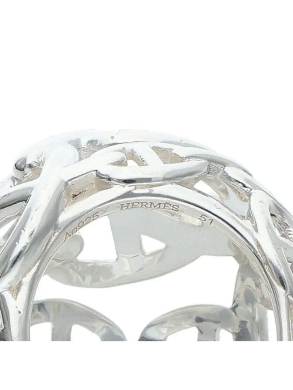 Hermes Chaine D'ancre Enchainee TGM Silver Ring
