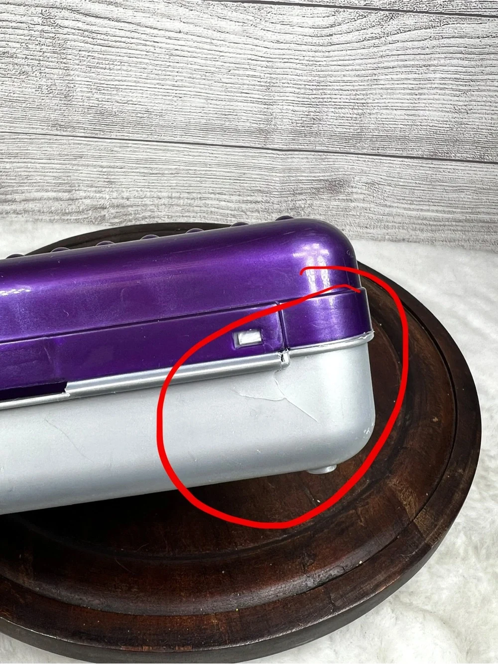 Vintage Spacemaker Plastic Pencil Pen Storage Box Purple Silver 90s FLAW