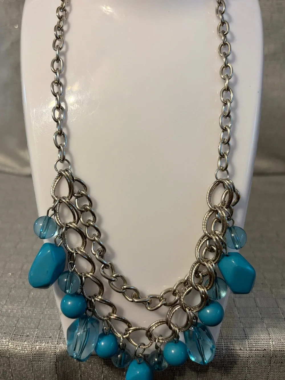 Blue Statement Multi-Chain Necklace -