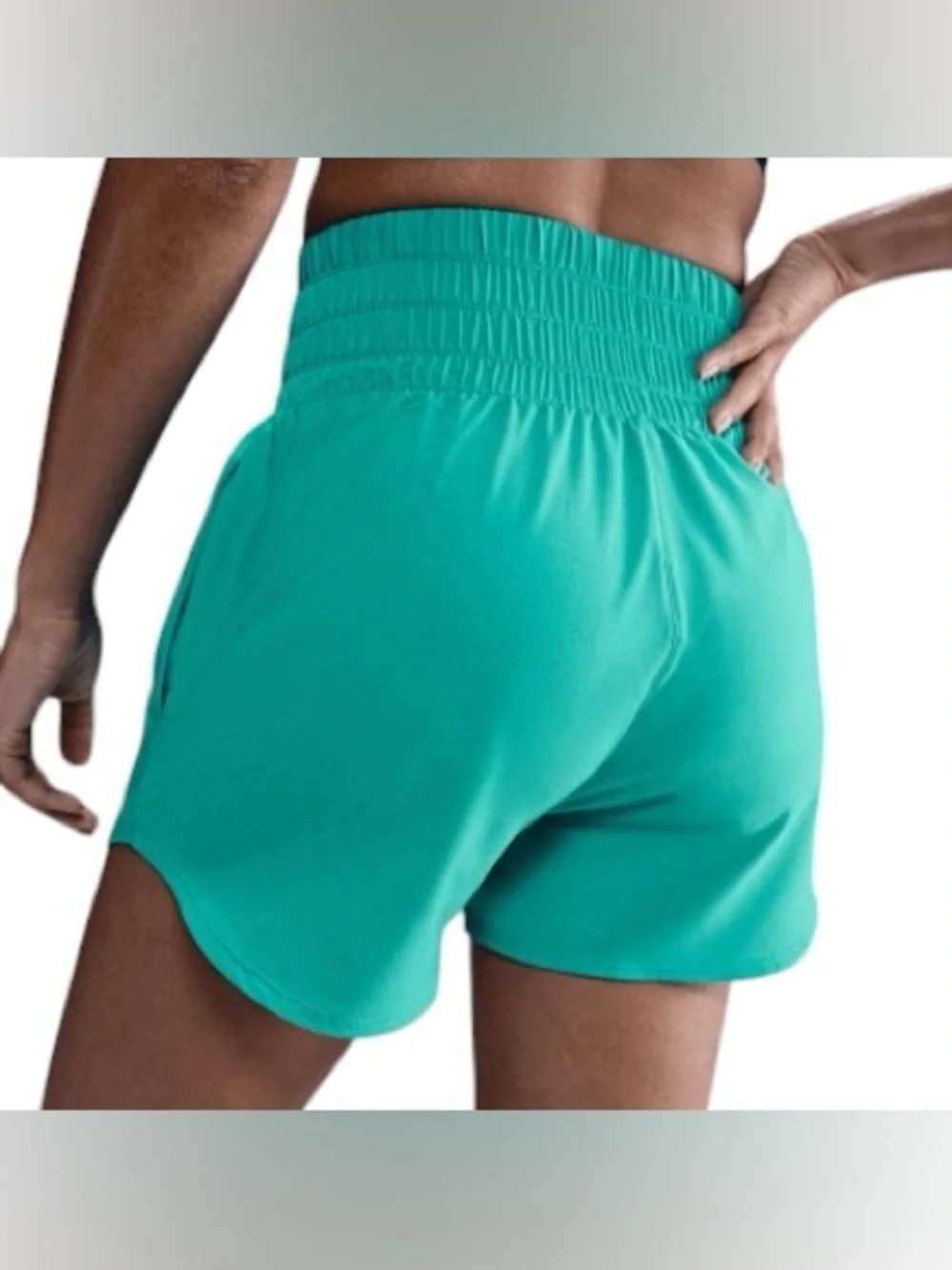 Nike Dri-FIT Tempo Running Shorts Aqua Green Smocked Waist Size Medium