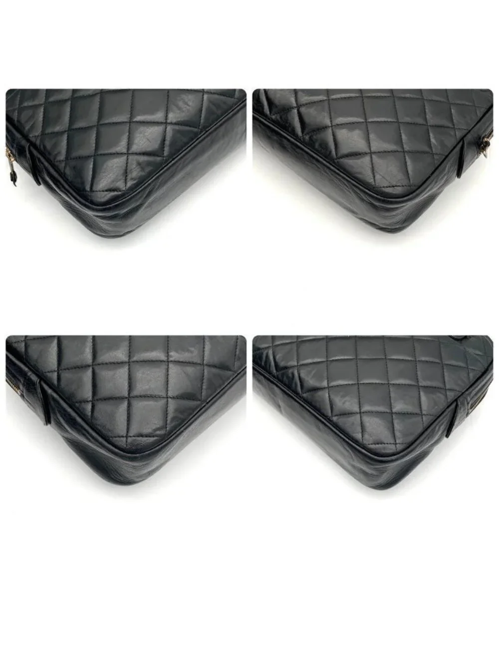 Chanel Chain Shoulder Bag Lambskin CC Logo Quilted Black