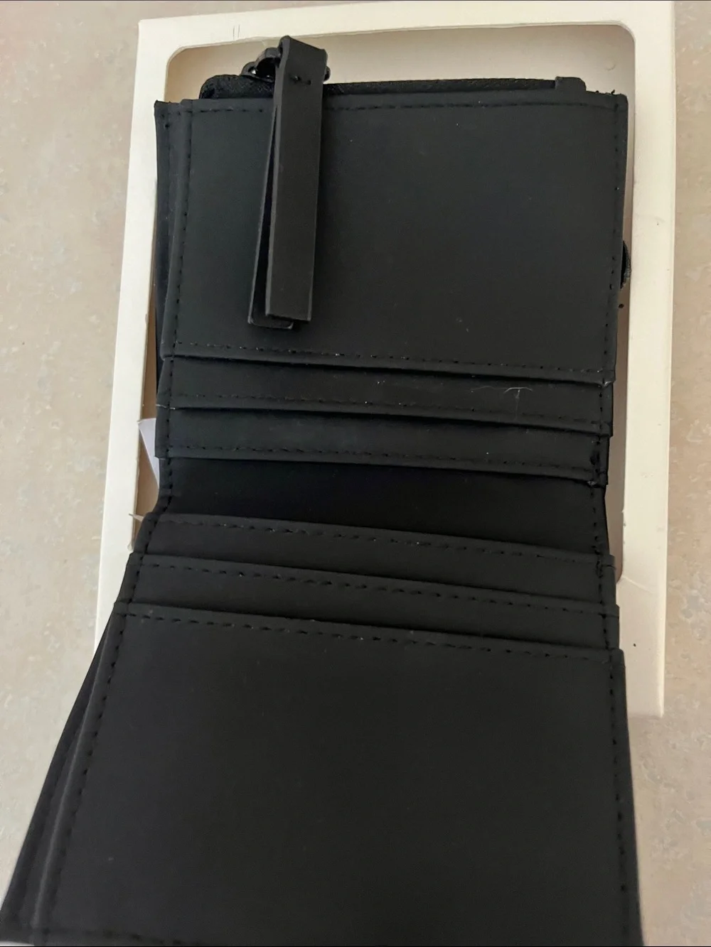 Zara Black Elastic-Strip Bi-Fold Wallet