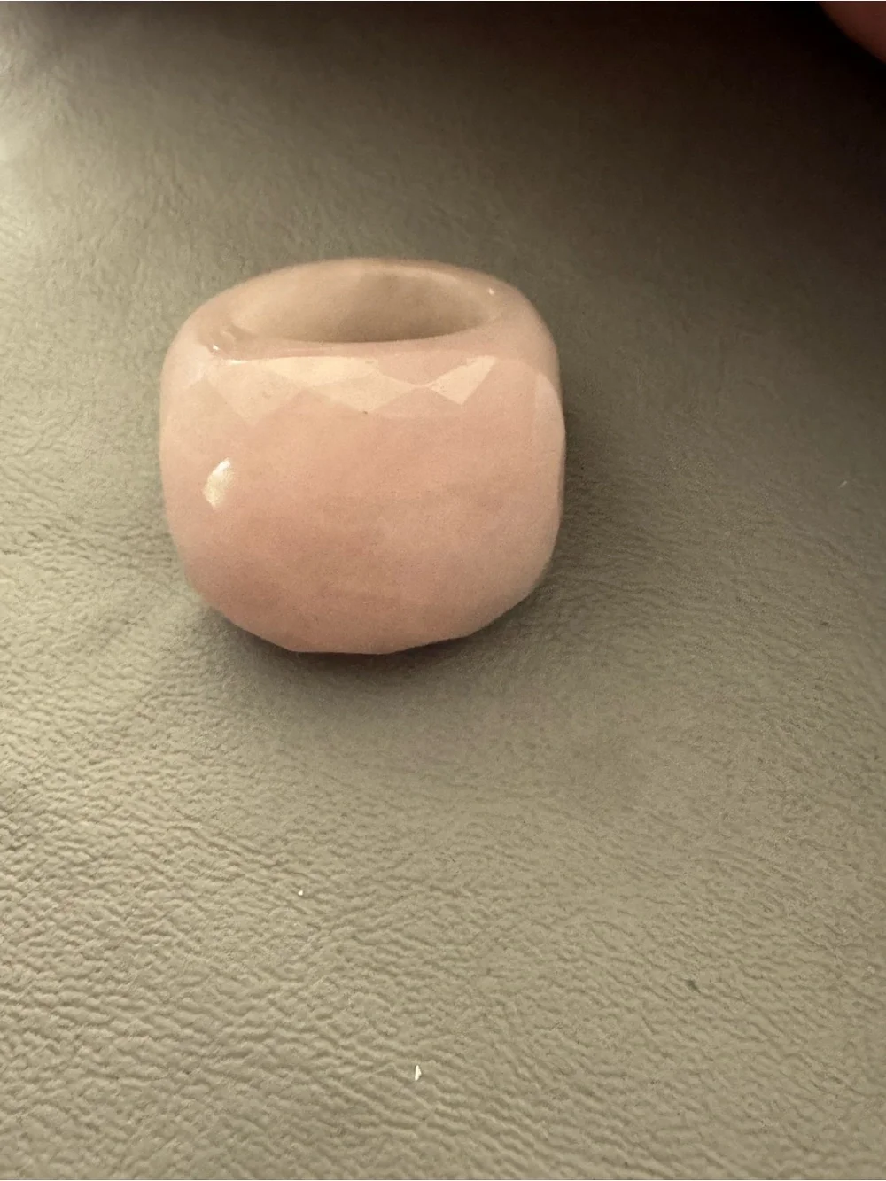 Hand Carved Pink Quartz Ring All Stone Ring. Size 7 (26g)