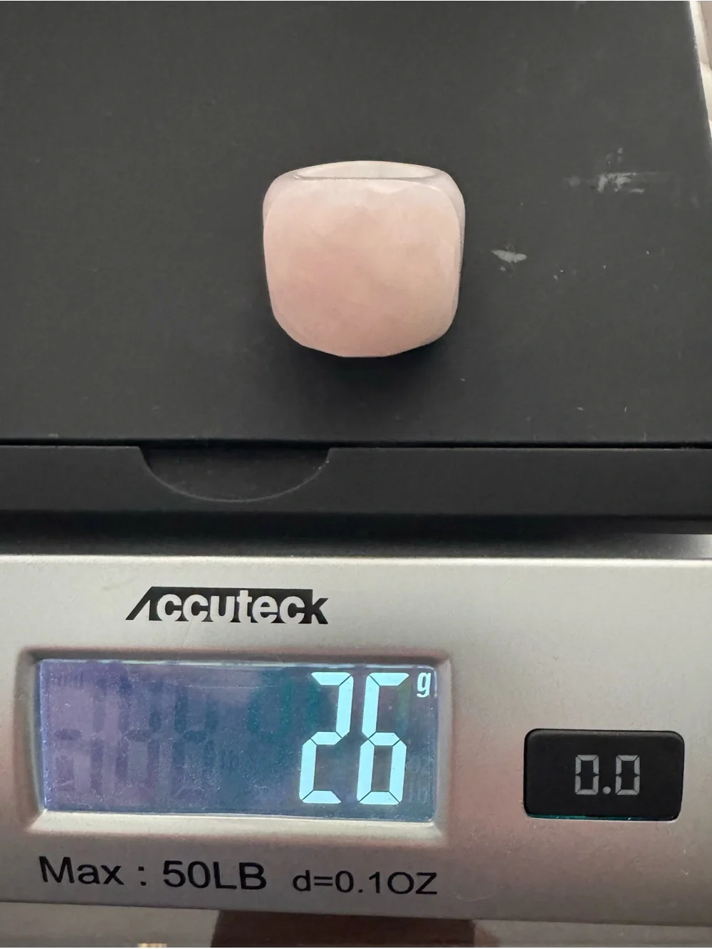 Hand Carved Pink Quartz Ring All Stone Ring. Size 7 (26g)
