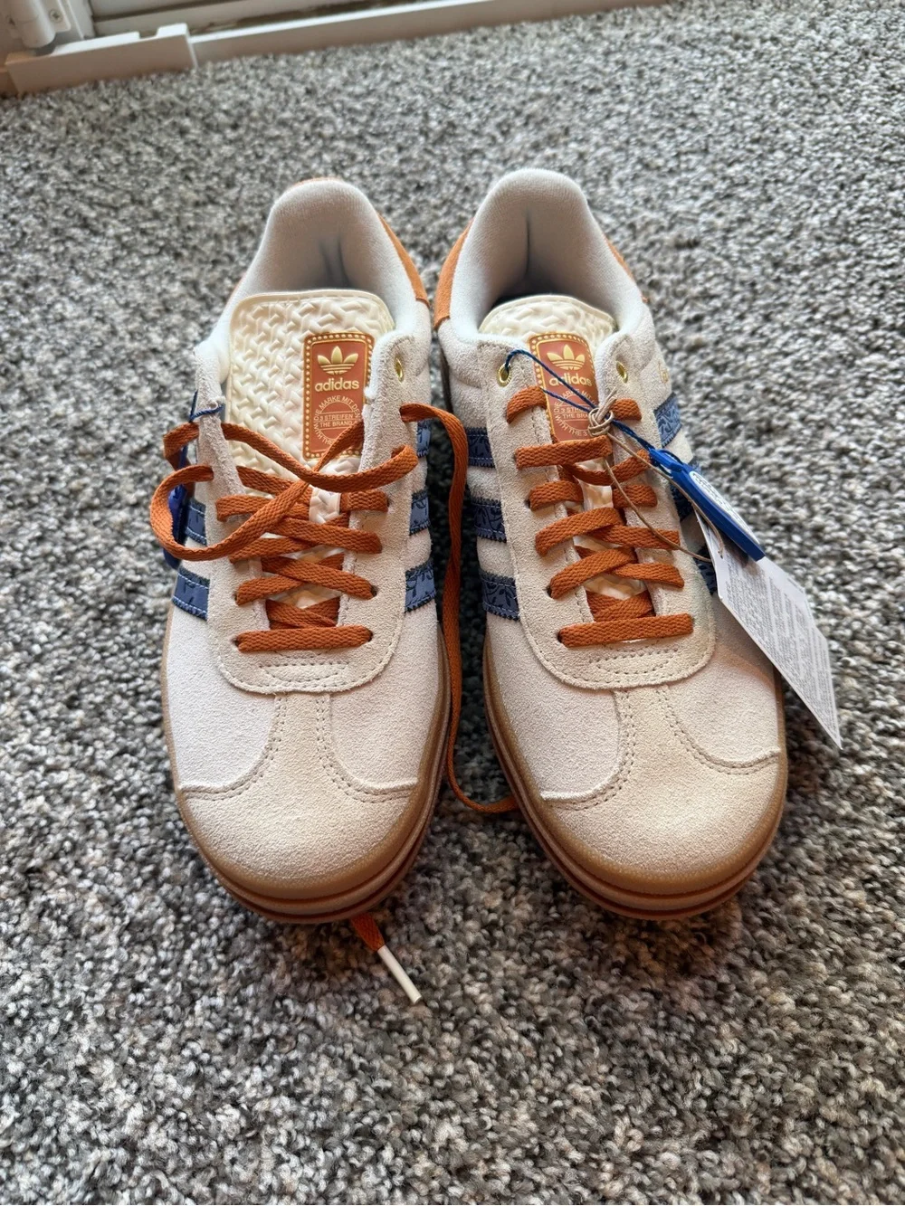 Adidas Gazelle NWT Cream & Blue Suede Low-Top Sneakers