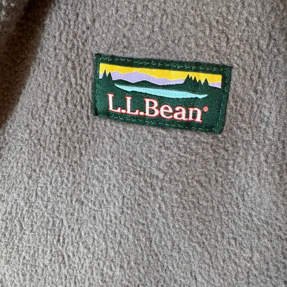 L.L. Bean Fleece Hooded Sweatshirt Zip Up Gray‎ Blue Size Large 14-16