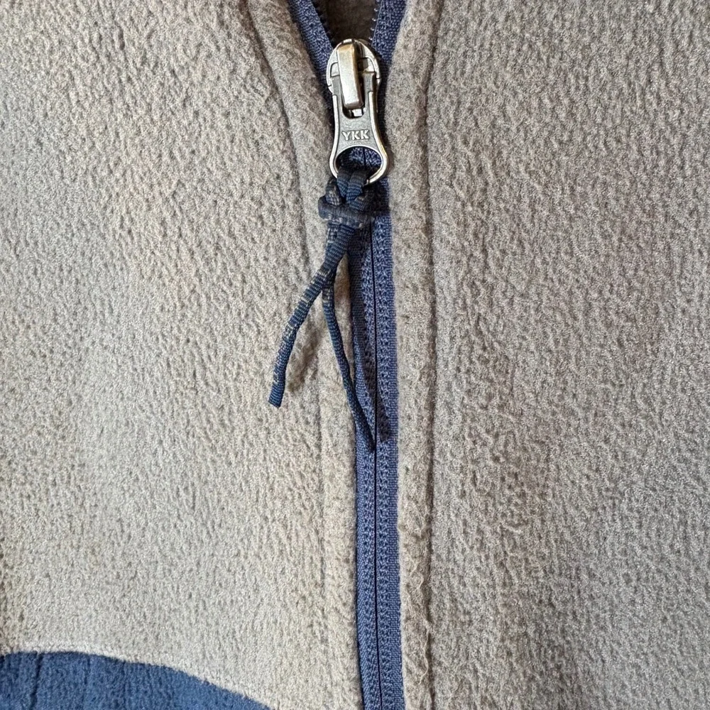 L.L. Bean Fleece Hooded Sweatshirt Zip Up Gray‎ Blue Size Large 14-16