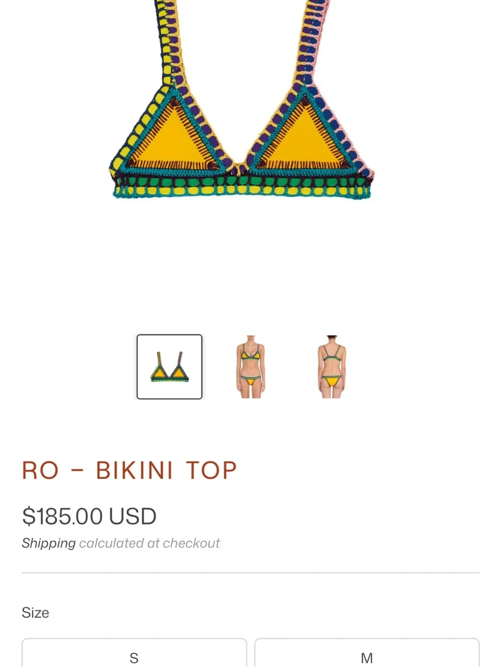 NWT KIINI Yellow Crochet-Trim Bikini Set with Multicolor Edging Large