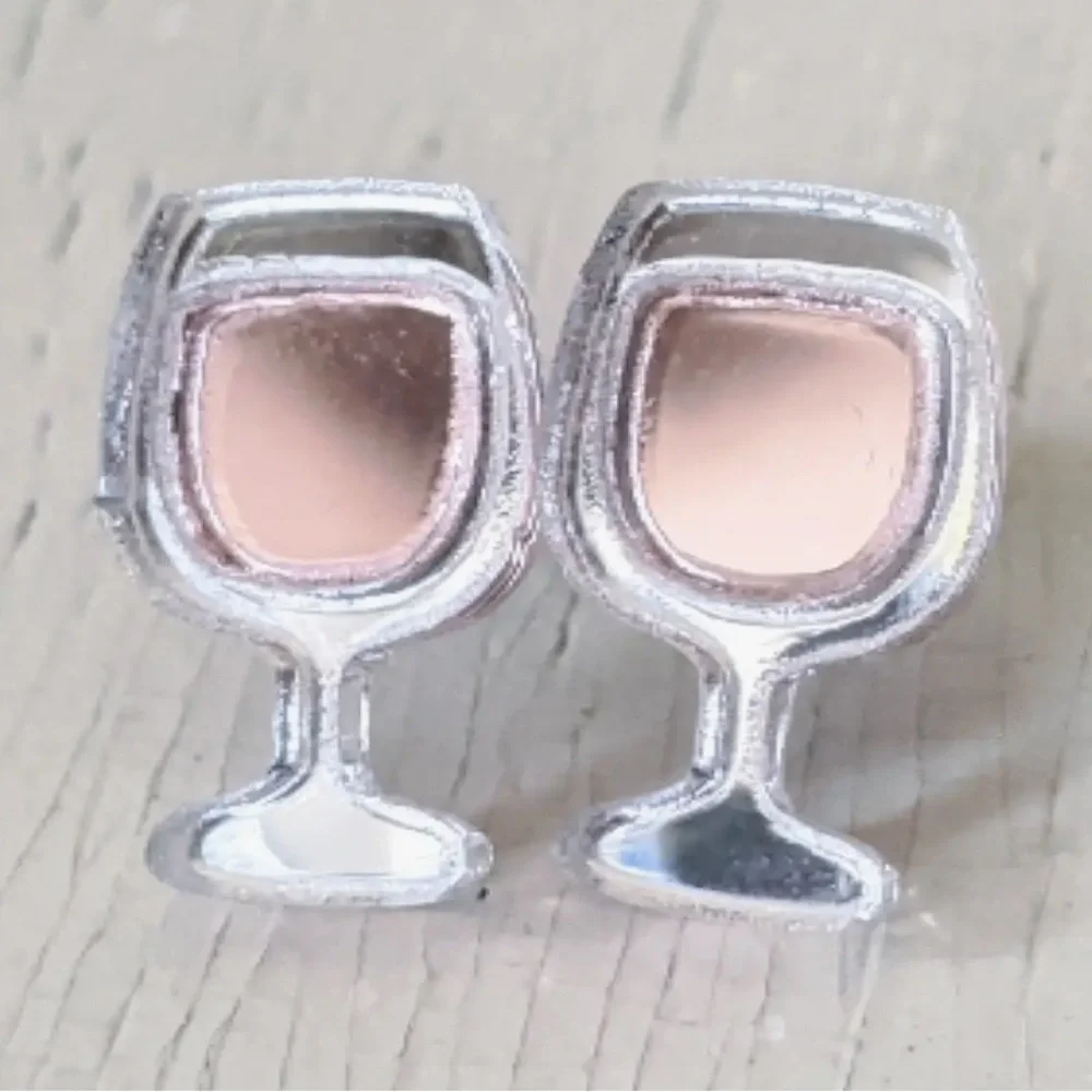 New Handmade Wineglass Studs in Rosé