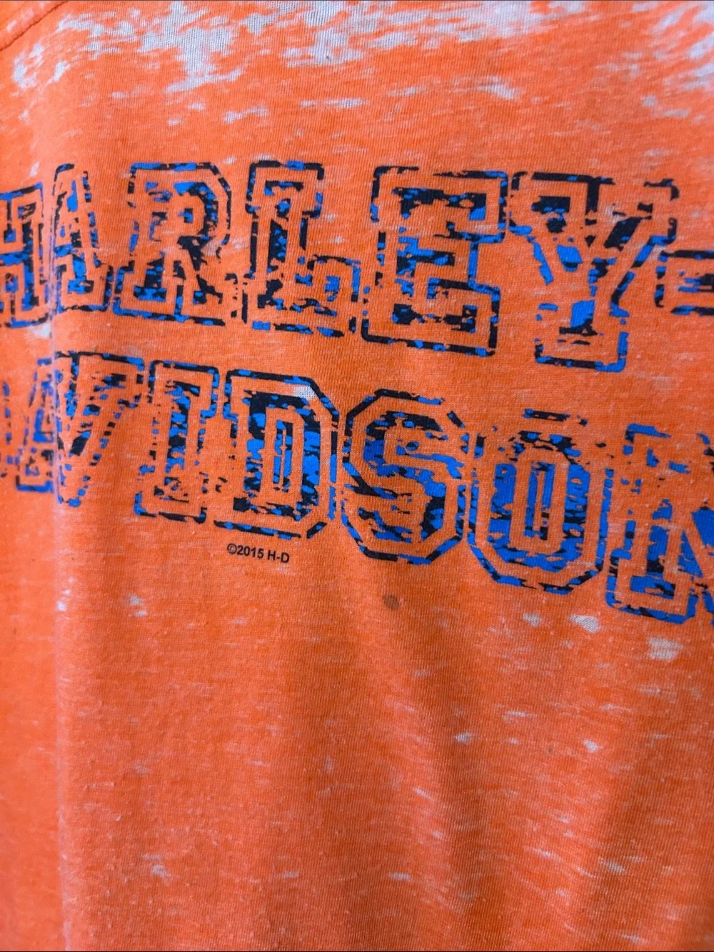 Harley-Davidson Orange and White Burnout Short Sleeve Tee