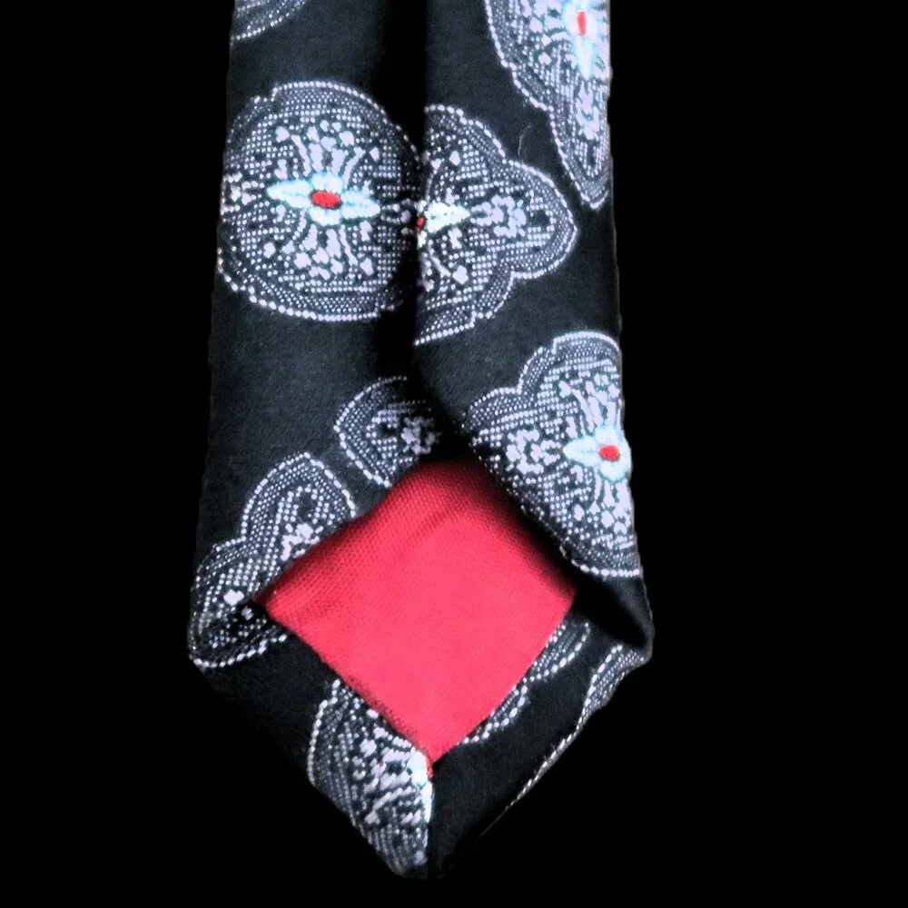 John Henry Mens Formal Neck Tie Black Red White Tux Dress Vintage