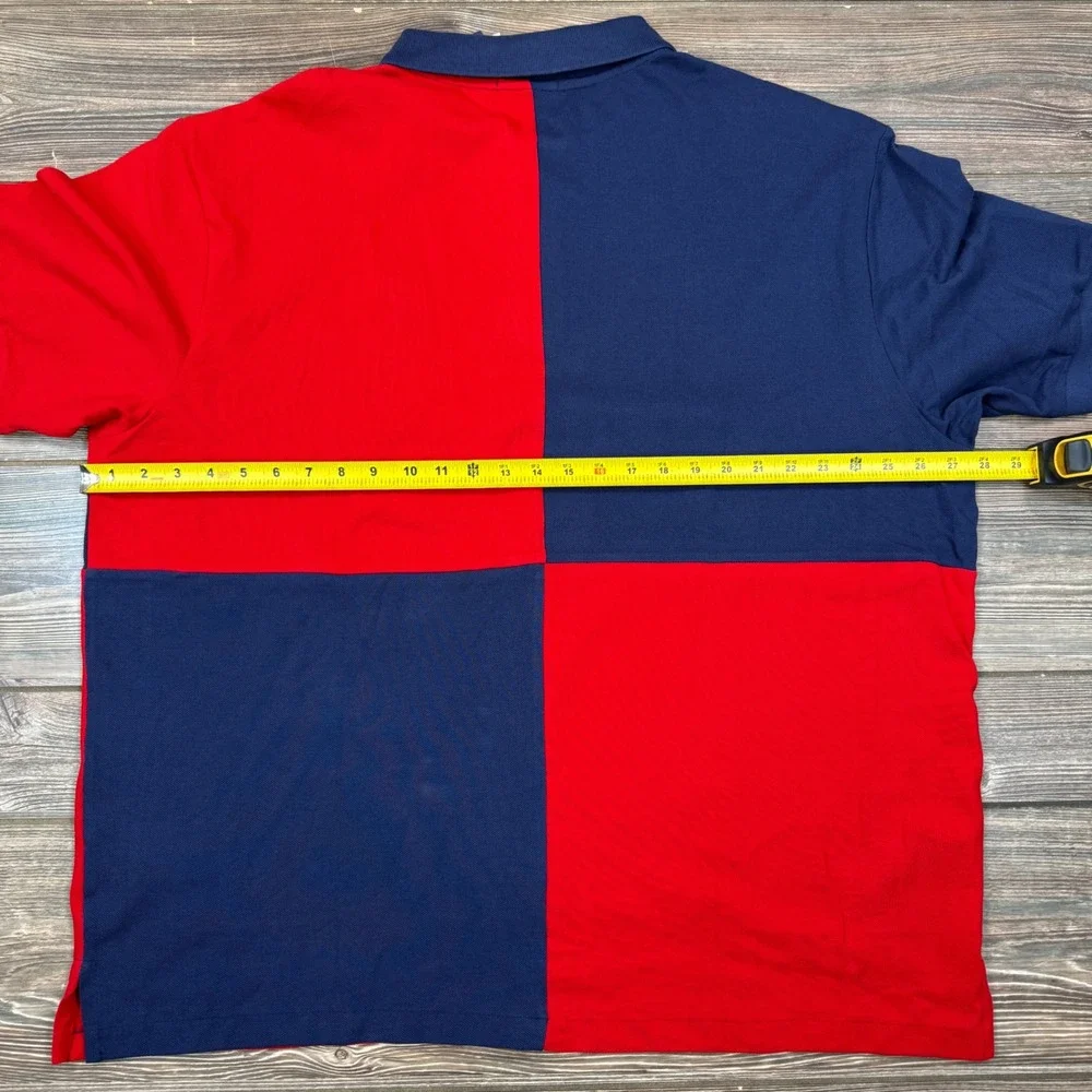 Polo Ralph Lauren Mens Size 2XB Polo Shirt Red Navy Colorblock Big Pony NWT