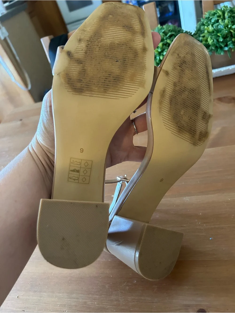 Birdy Grey Size 9 Women's Nude Block Heels