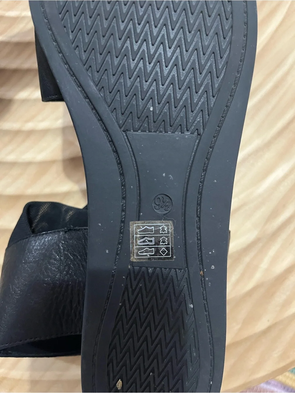 Eileen Fisher Black Leather Wide-Strap Slingback Sandals