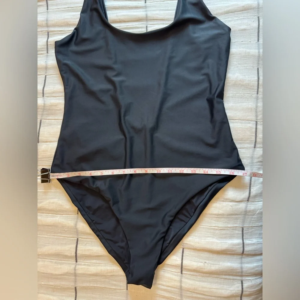 Onia Black Solid Square Neck One-Piece Swimsuit Women's Size Large (estimated)