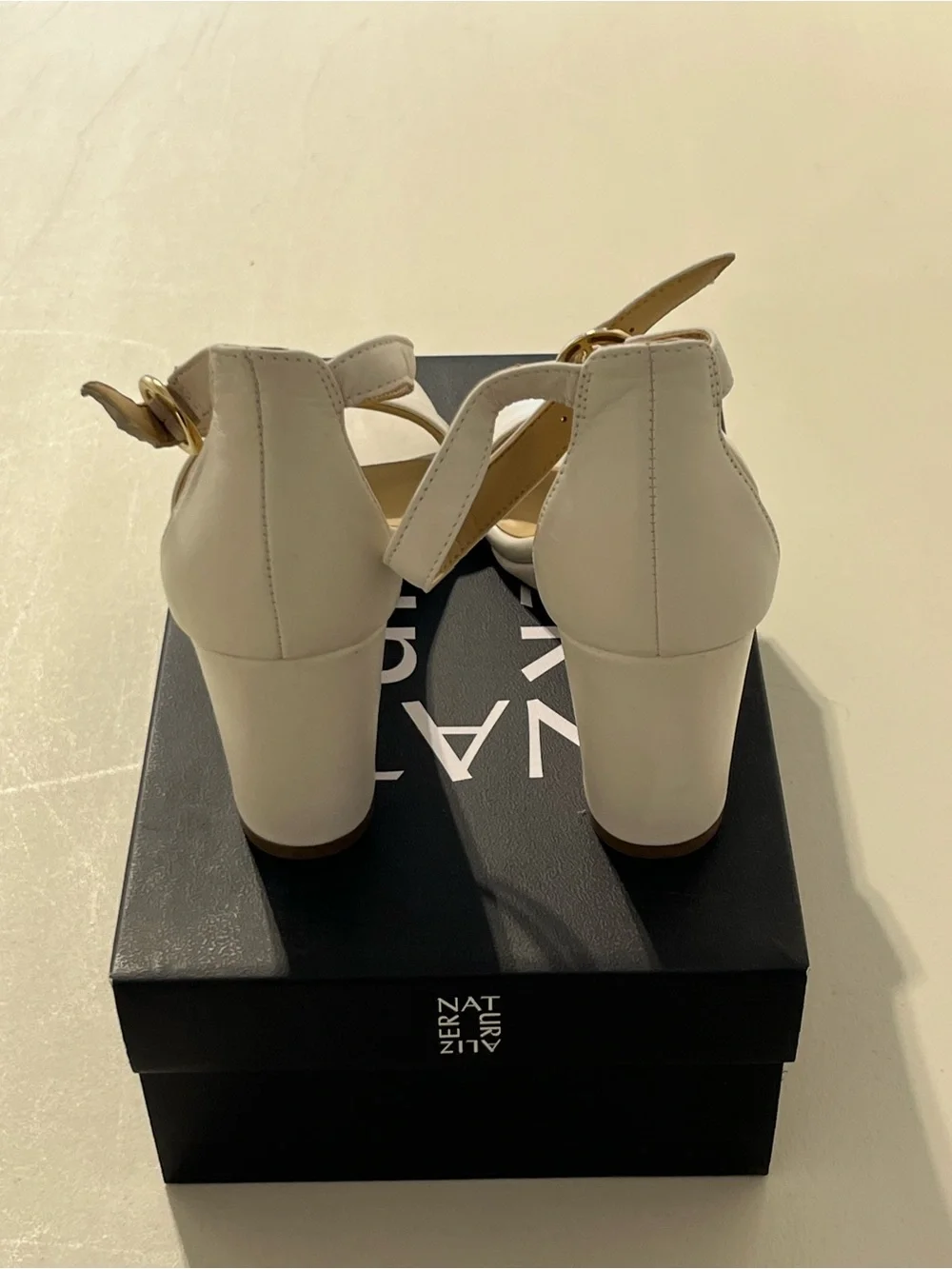 Naturalizer Cream Wedge Sandals with Ankle Strap