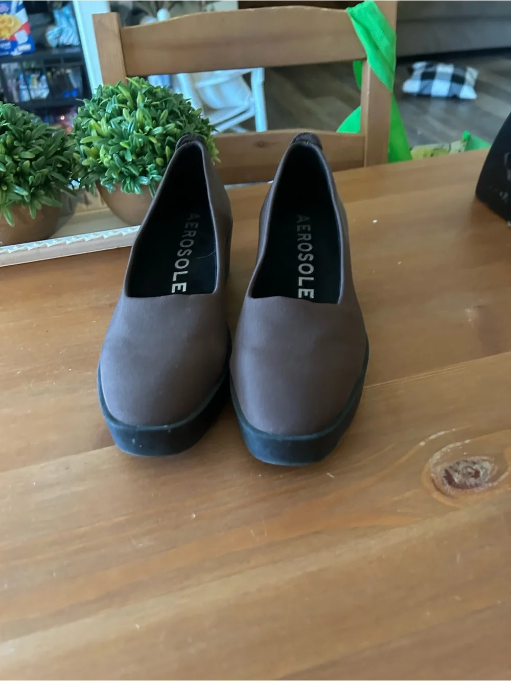 Aerosoles Brown Textile Platform Wedge Pumps Womens Size 6