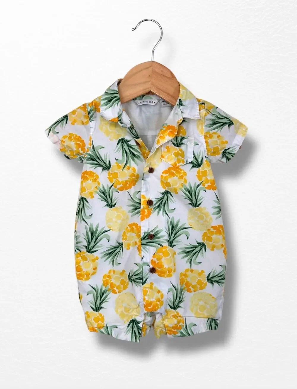 Janie and Jack Pineapple Print Poplin Romper, 3-6 Months
