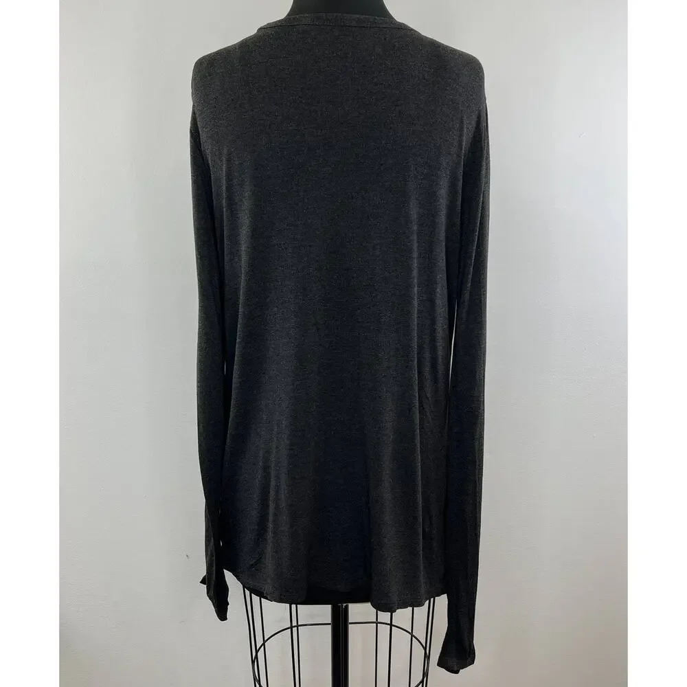 T Alexander Wang Gray Long Sleeve Round Neck Women's Top Size M Medium