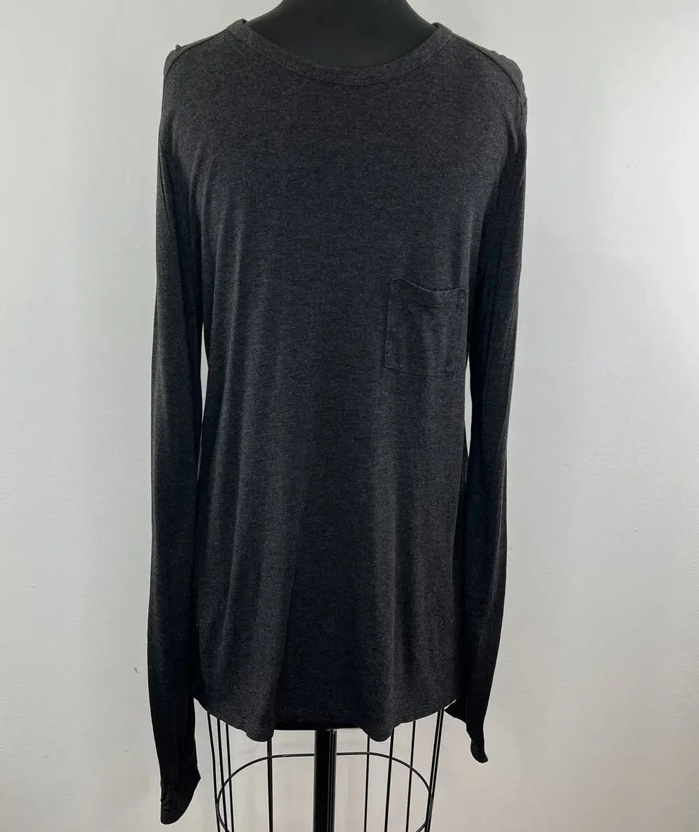 T Alexander Wang Gray Long Sleeve Round Neck Women's Top Size M Medium
