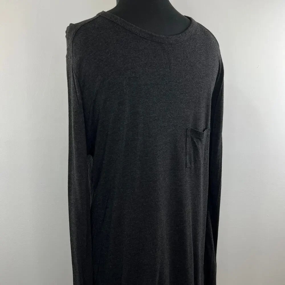 T Alexander Wang Gray Long Sleeve Round Neck Women's Top Size M Medium