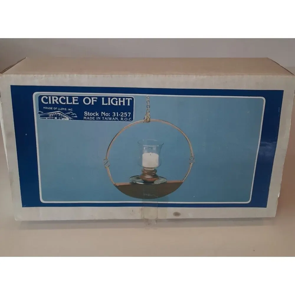 Vintage New Circle Of Light Candle Holder Wood & Brass Mid Century