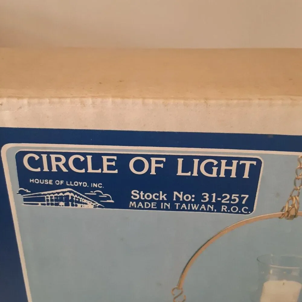 Vintage New Circle Of Light Candle Holder Wood & Brass Mid Century