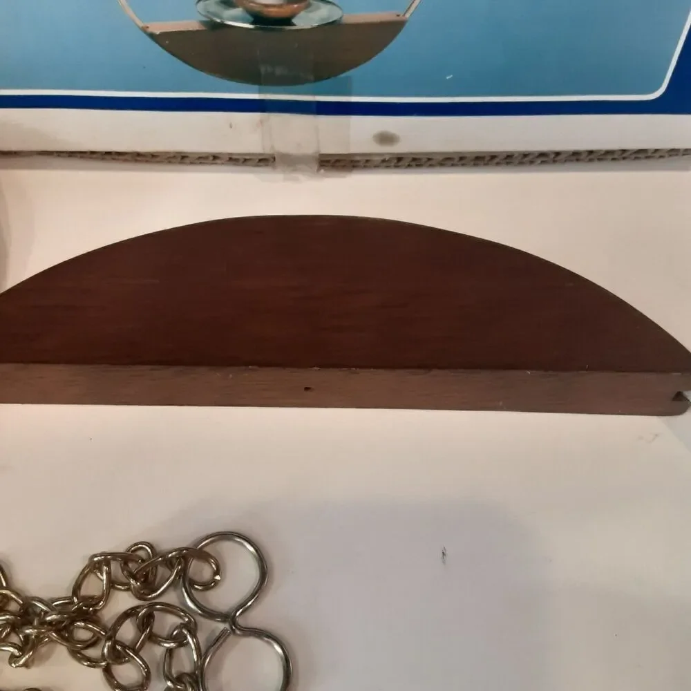 Vintage New Circle Of Light Candle Holder Wood & Brass Mid Century