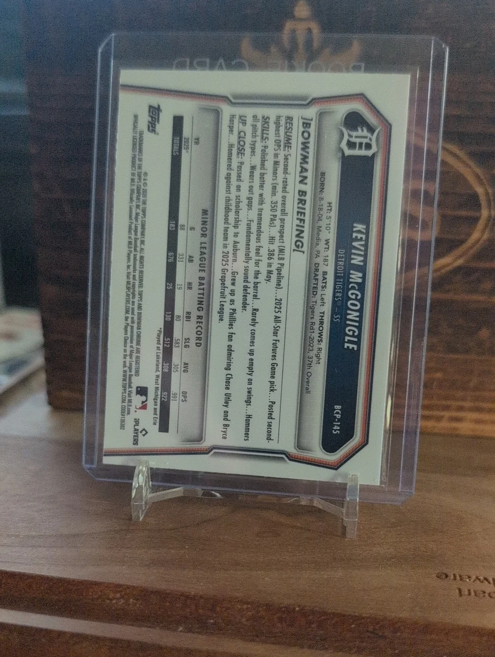 2026 Bowman Chrome Kevin McGonigle Laser Refractor Rookie Card Tigers