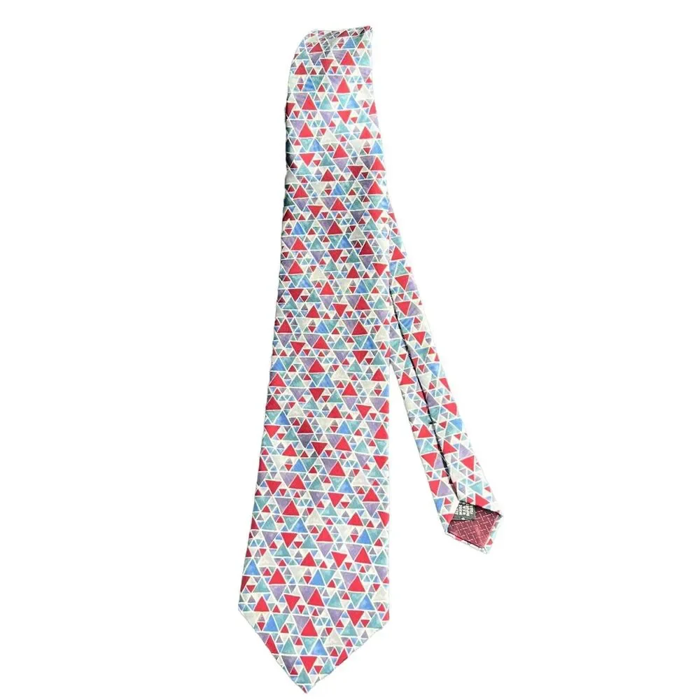 Christian Dior Monsieur Silk Tie Geometric Red Blue‎ Purple Classic USA Designer