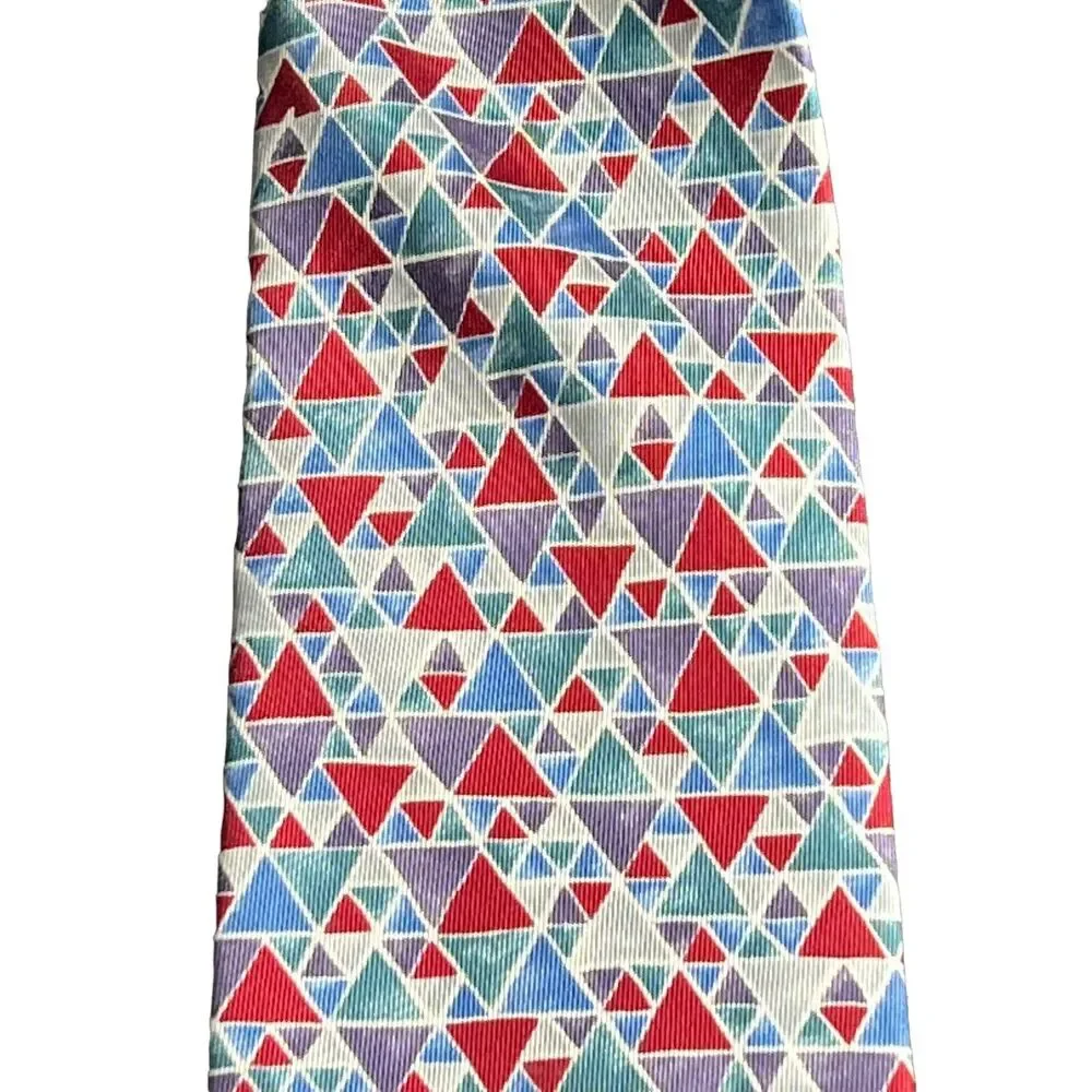 Christian Dior Monsieur Silk Tie Geometric Red Blue‎ Purple Classic USA Designer