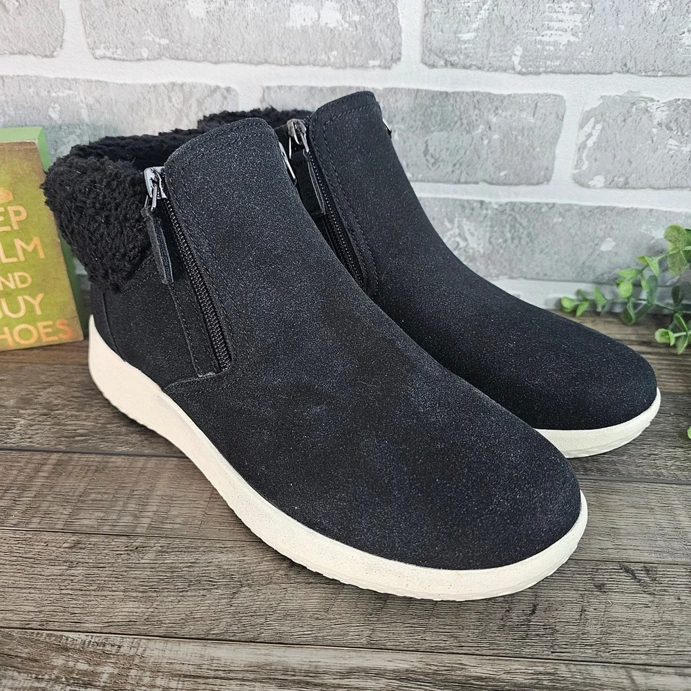 Easy Spirit SEELIN3‎ Faux Fur Lined Zip Ankle Boots Black Comfort Shoes 9.5M NIB
