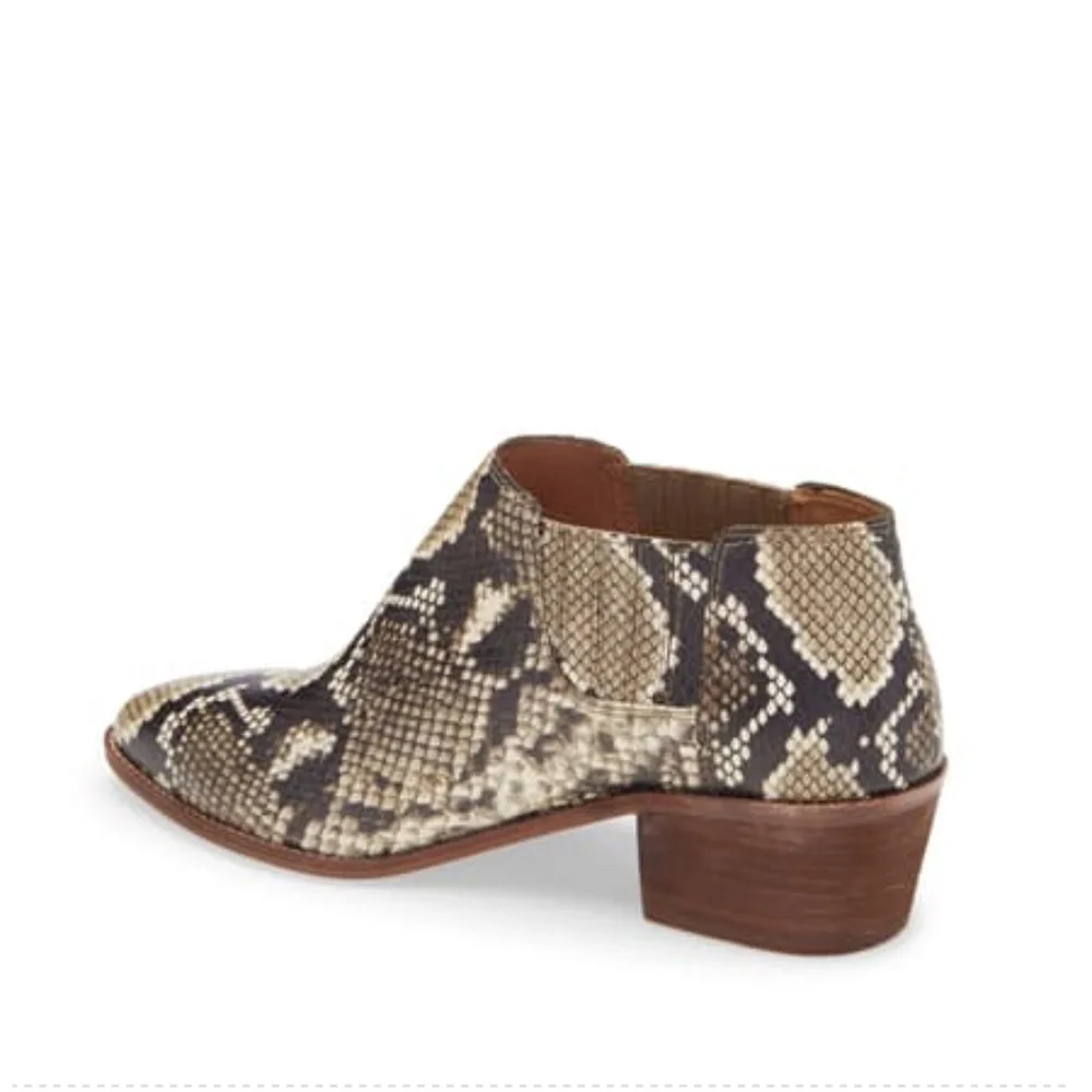 NEW Madewell Embossed Leather Chelsea Snake Print Booties Boots 8.5