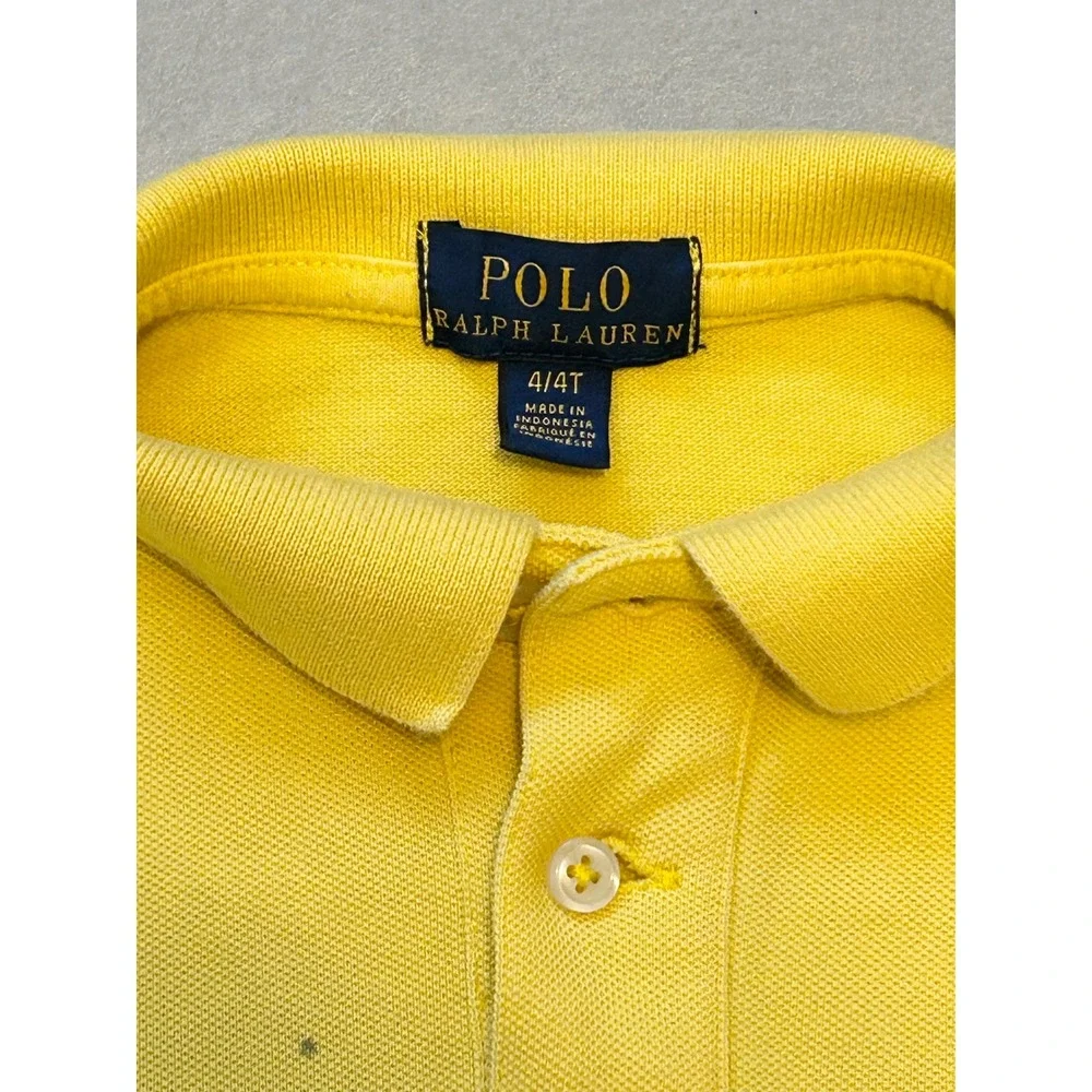 Polo Ralph Lauren Boys Yellow Cotton Pique Short Sleeve Polo Shirt Size 4/4T