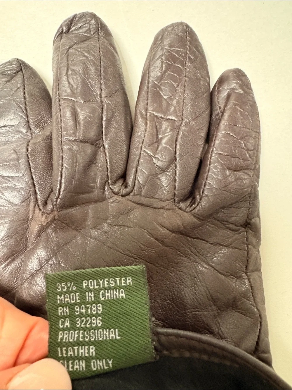 Vintage Womens Classic Brown Soft Leather Driving Winter Gloves Large