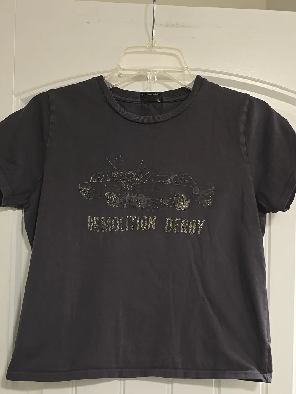 MOTHER Dark Charcoal Demolition Derby Crewneck Tee