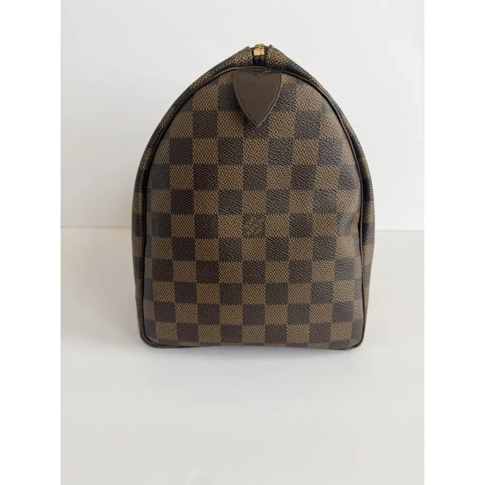 Louis Vuitton Speedy Bandouliere 30 Damier Ebene Brown Satchel Red Lining Lock