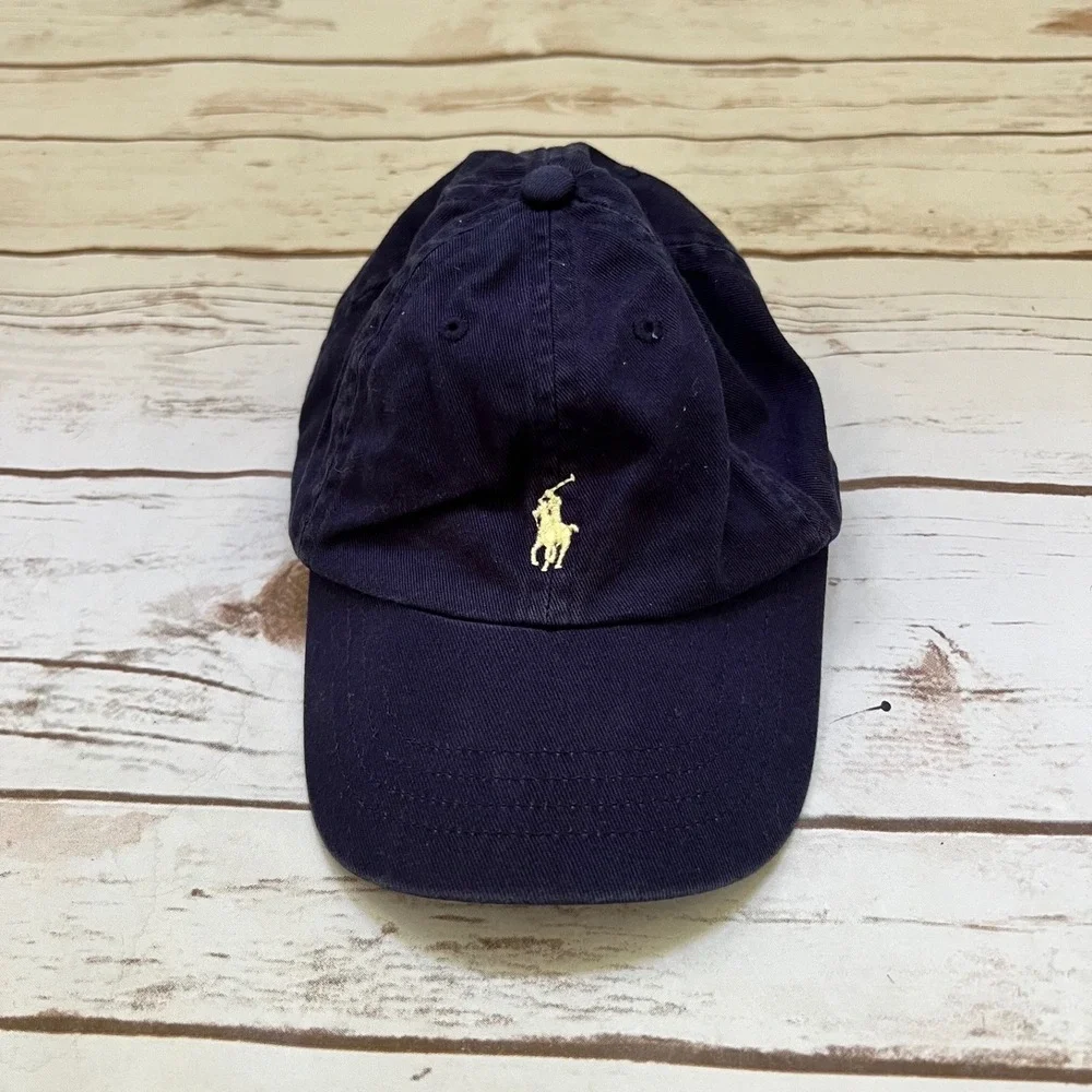 VTG Ralph Lauren Baseball Cap Navy Blue Elastic Back Pony 12M-24M