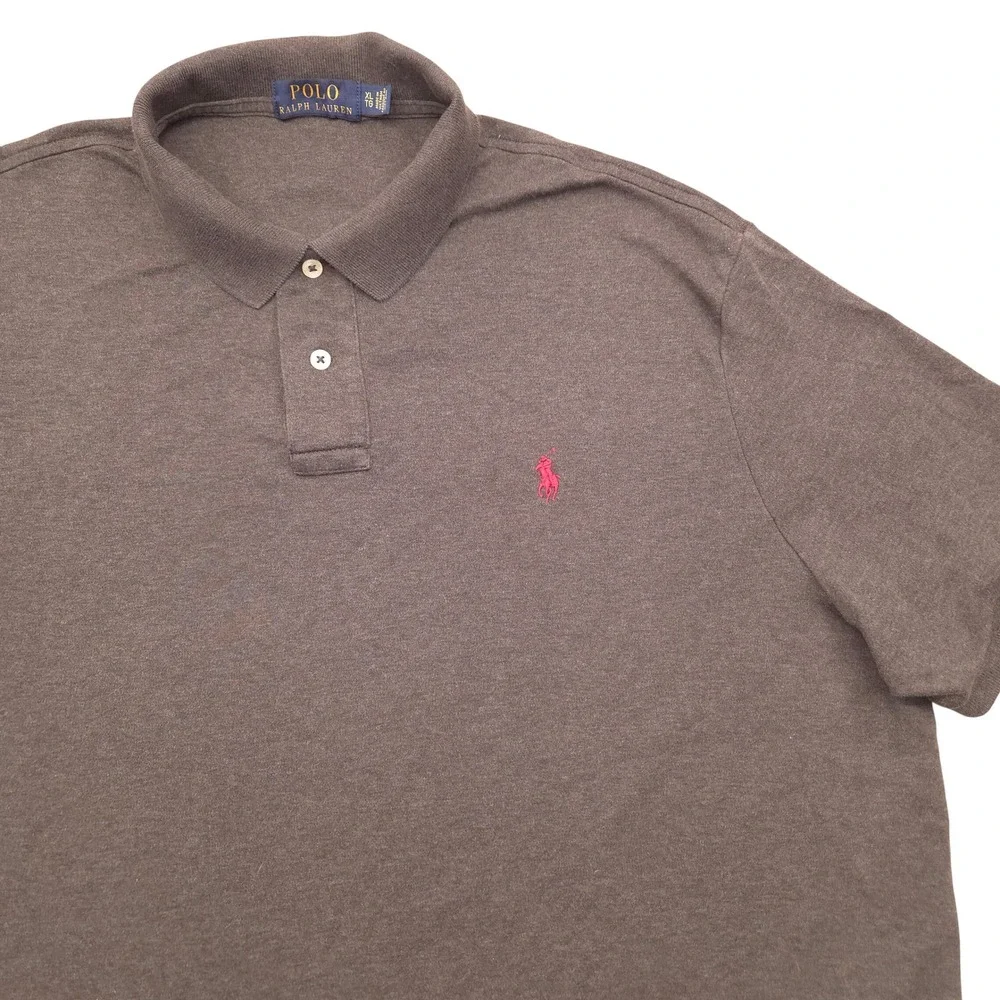 Polo Ralph‎ Lauren Classic Fit Heather Gray Cotton Polo Shirt Men XL