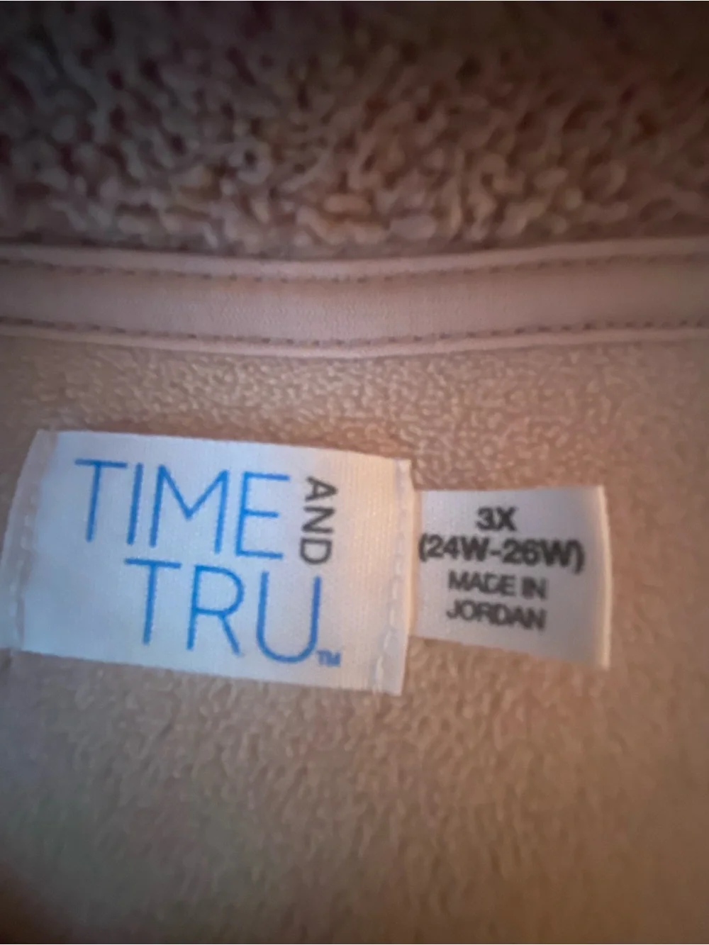 Time and Tru neckline fabric