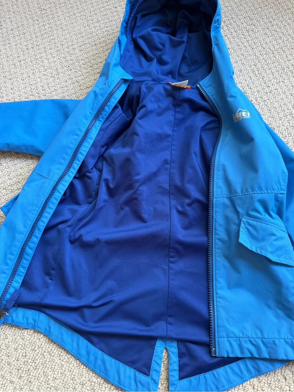 REI Kids' Hooded Blue Raincoat