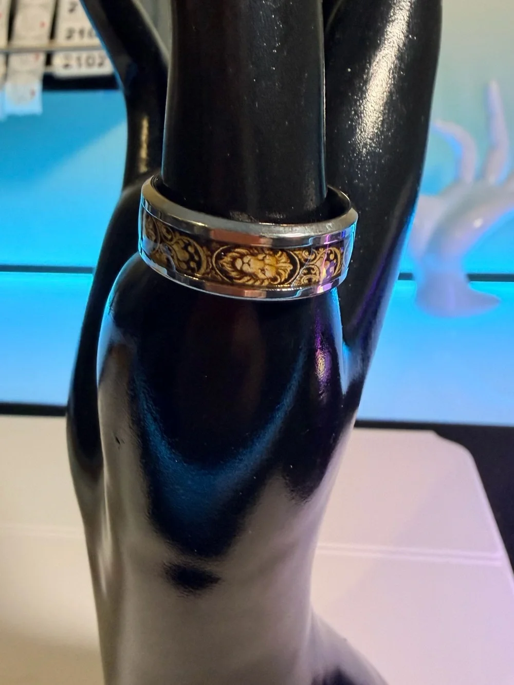 Men's 304 Stainless Steel Gold Lion Head Scroll Ring