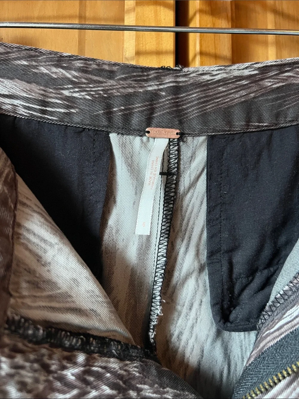 Free People Women's Wide Leg Pants in Black and Silver Abstract
