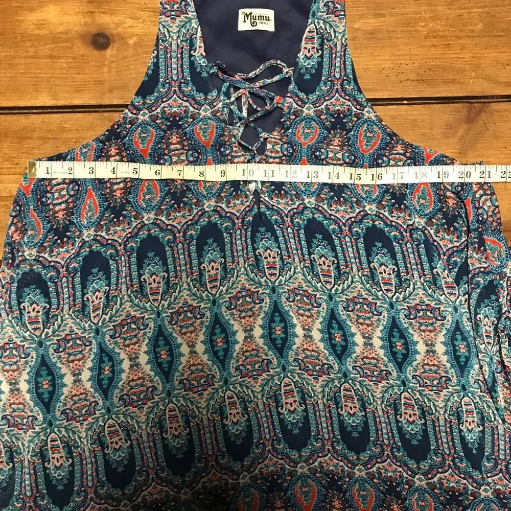 Show Me Your MuMu Blue Red Rancho Mirage Batik Tank Top Small Tunic Oversized