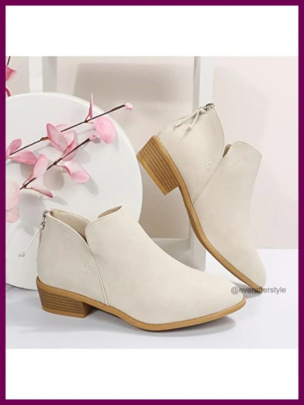 Women's Casual Low Heeled Ankle Booties with Chunky Block Heel Side V Cut