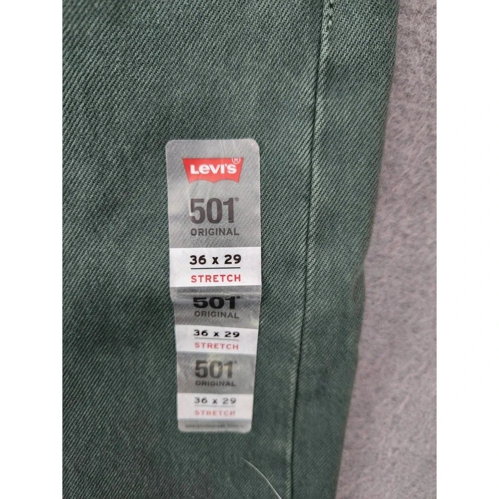 Levi's Mens 36x29 501 Original Straight Leg Jeans Dark Green Button Fly NWT